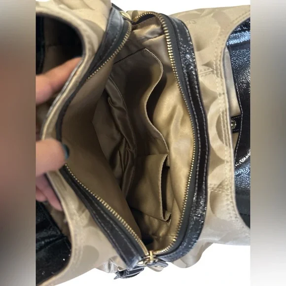 Coach Signature C Beige & Brown Leather Hobo Bag - Picture 7 of 12